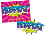 Postkarte und Sticker mit Schriftzug "Respekt"
